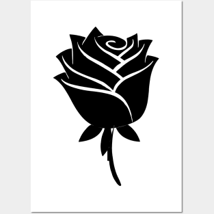 Elegant Noir - Black Rose Flower Posters and Art